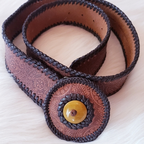 Chicos Genuine Leather Boho Brown India Belt - Picture 8 of 8